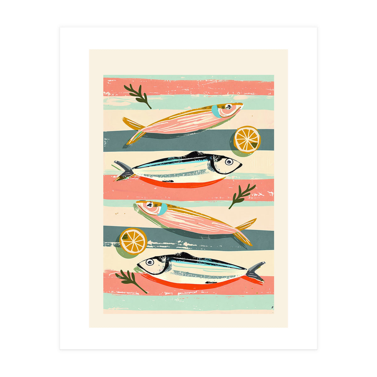 Sardines On Stripes (Print Only)