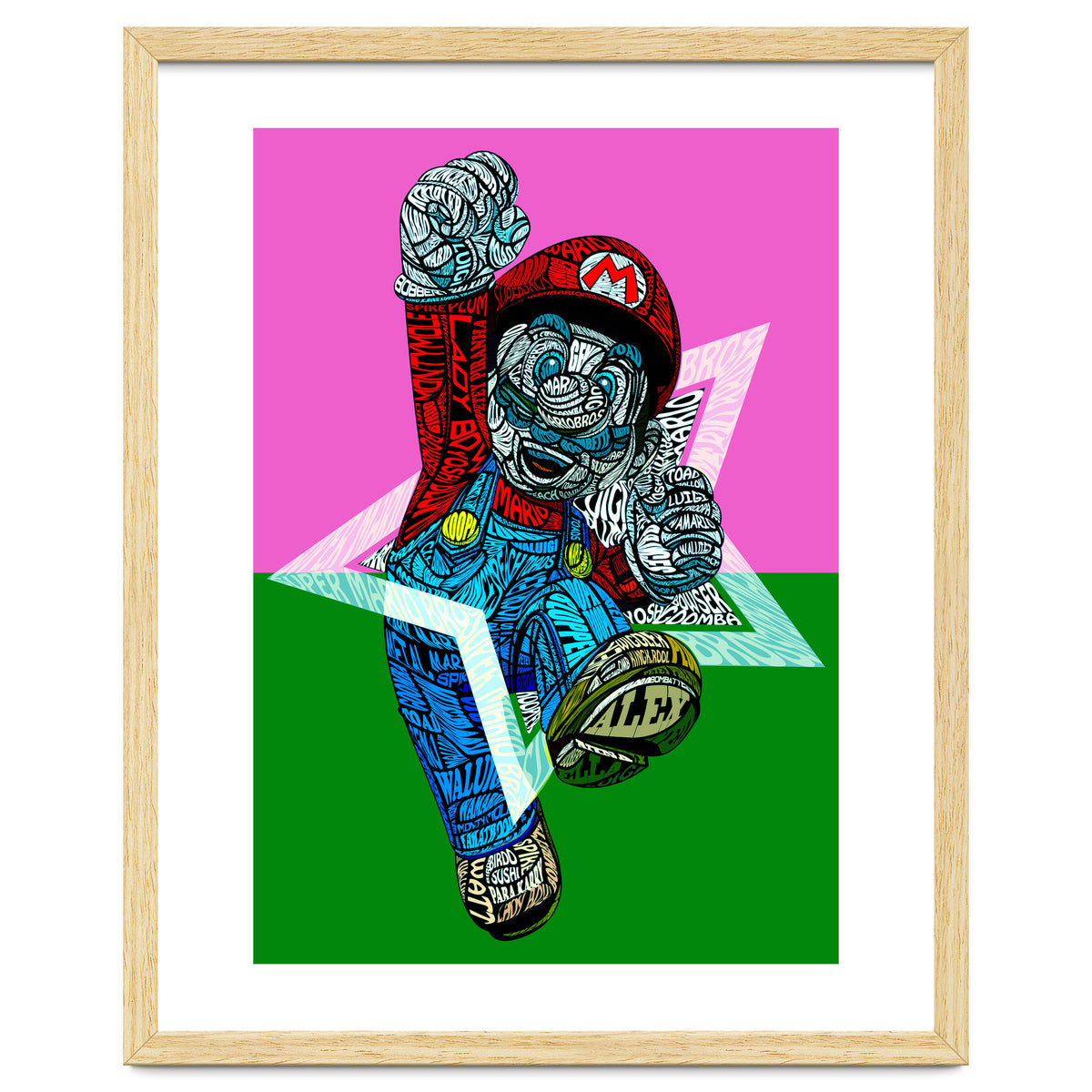 Mario Bross Typo Style Cartoon Pop Art
