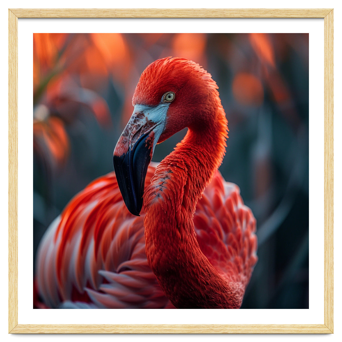 Vibrant Flamingo Close Up Portrait Outdoor Nature