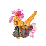Pinup Sexy Woman Posing In Black Sleeping Dress (Print Only) thumbnail