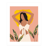 Fold Up The Sun & Take It Wherever You Go, Bohemian Woman Self Love Self Care Pastel , Plant Lady Tropical Boho Contemporary (Print Only) thumbnail