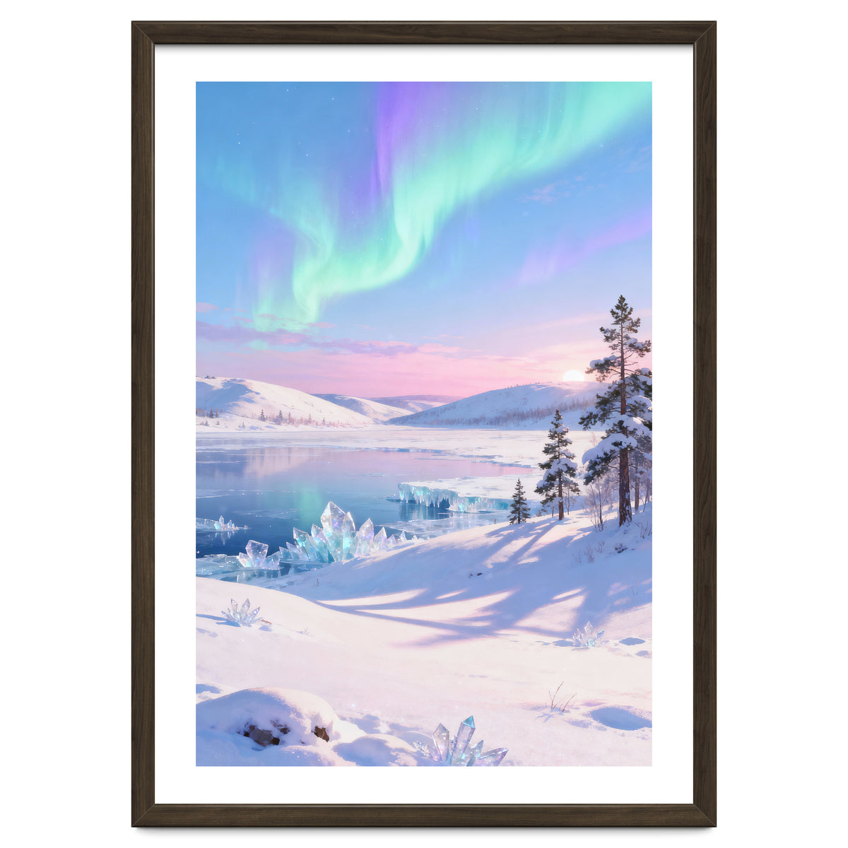 Northern Lights, Aurora Sky, Arctic Landscape, Aurora borealis, Snow Fall