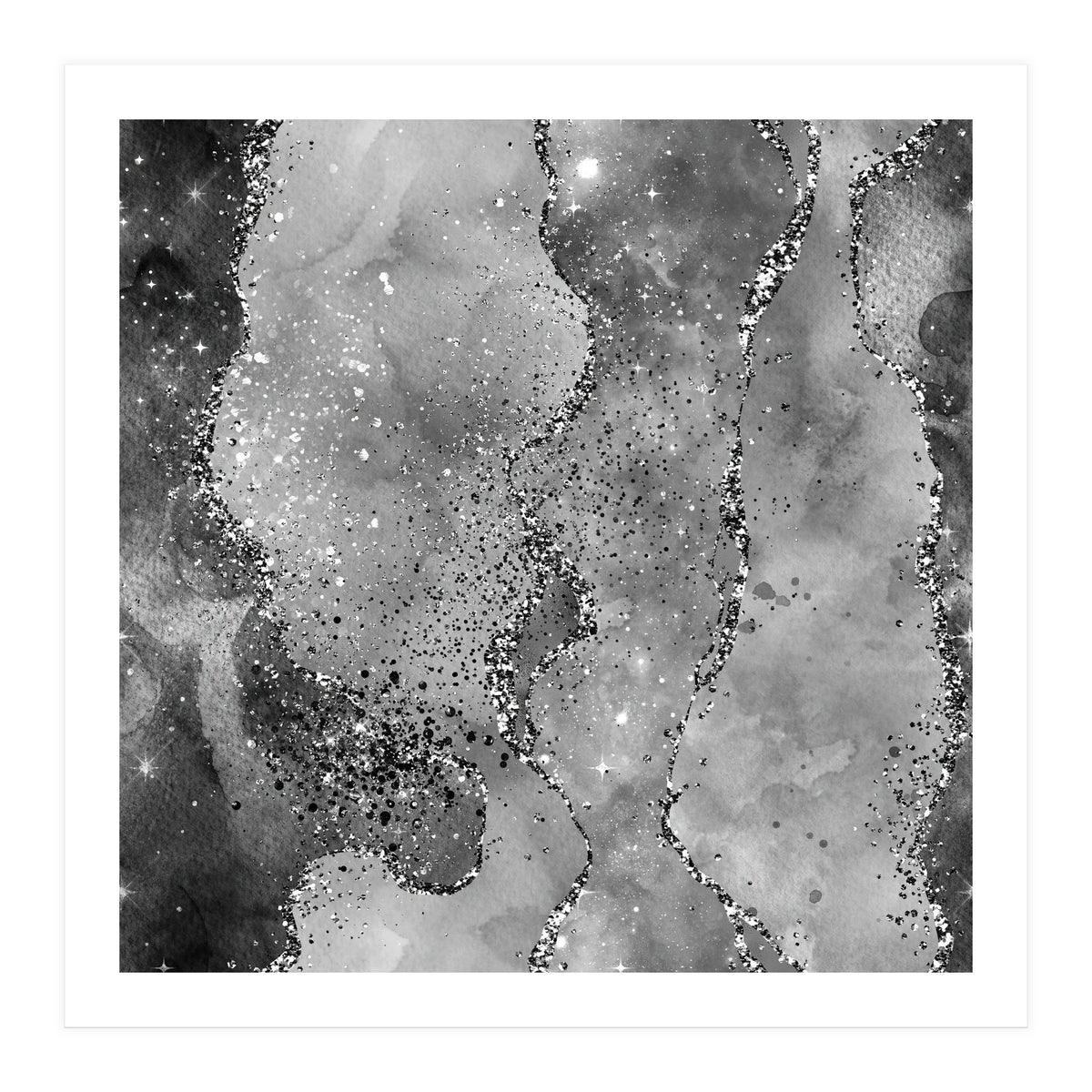 Black Glitter Agate Texture 02 (Print Only)