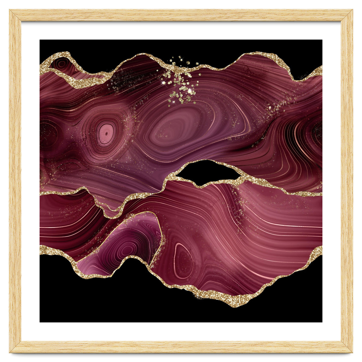 Burgundy & Gold Glitter Agate Texture 03