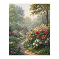 Sunlit Spring Garden Path Oil Painting (Print Only)