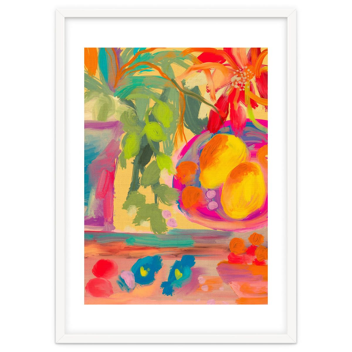 Colorful abstract summer lemons floral still life