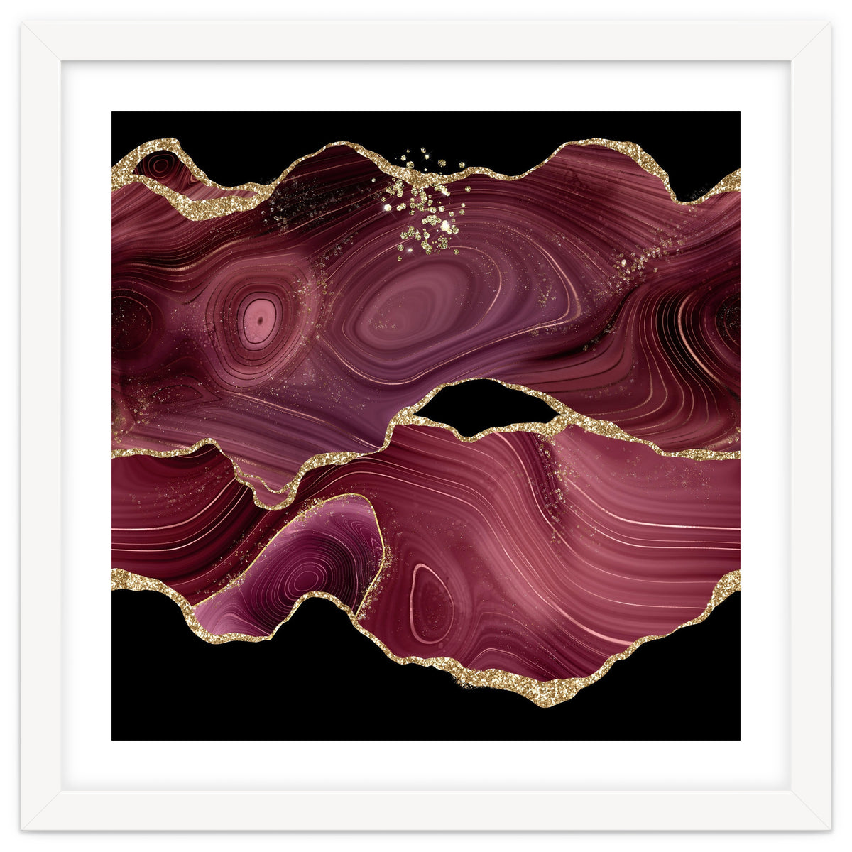 Burgundy & Gold Glitter Agate Texture 03