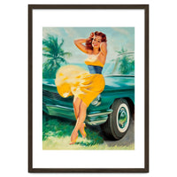 Pinup Girl Posing In Front Of The Car