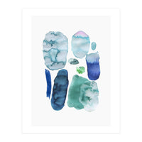 Watercolor Aqua Abstract Spots II (Print Only)