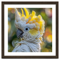 Yellow Crested Cockatoo Bird Close Up Portrait