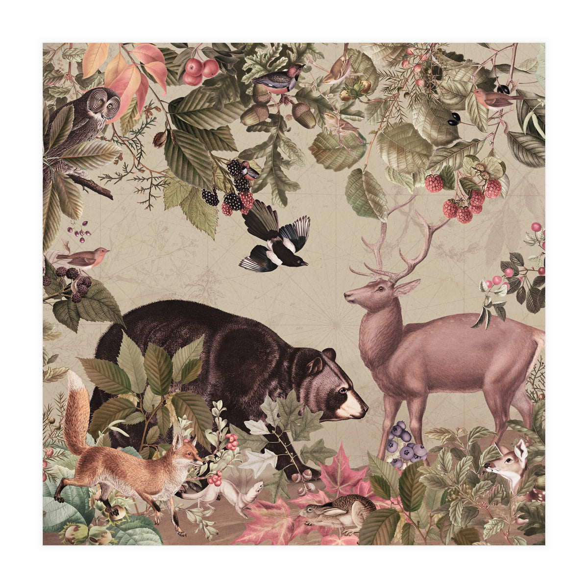 Nostalgic Autumn guardians of the forest (Print Only)