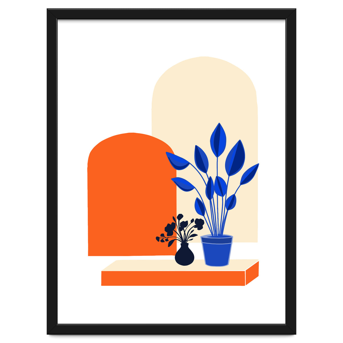 Bohemian Window Seat, Abstract Minimal Architecture, Eclectic Shapes Botanical House Plants