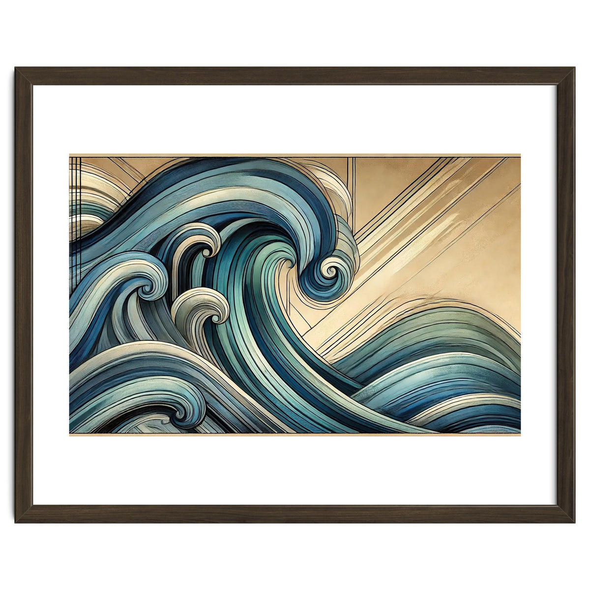 Art Deco Blue Ocean Waves