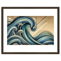 Art Deco Blue Ocean Waves