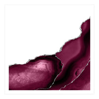 Burgundy & Silver Agate Texture 12  (Print Only)
