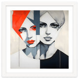 CHIC, Fashion in it's simplist form, two chic women head and shoulders portrait. thumbnail