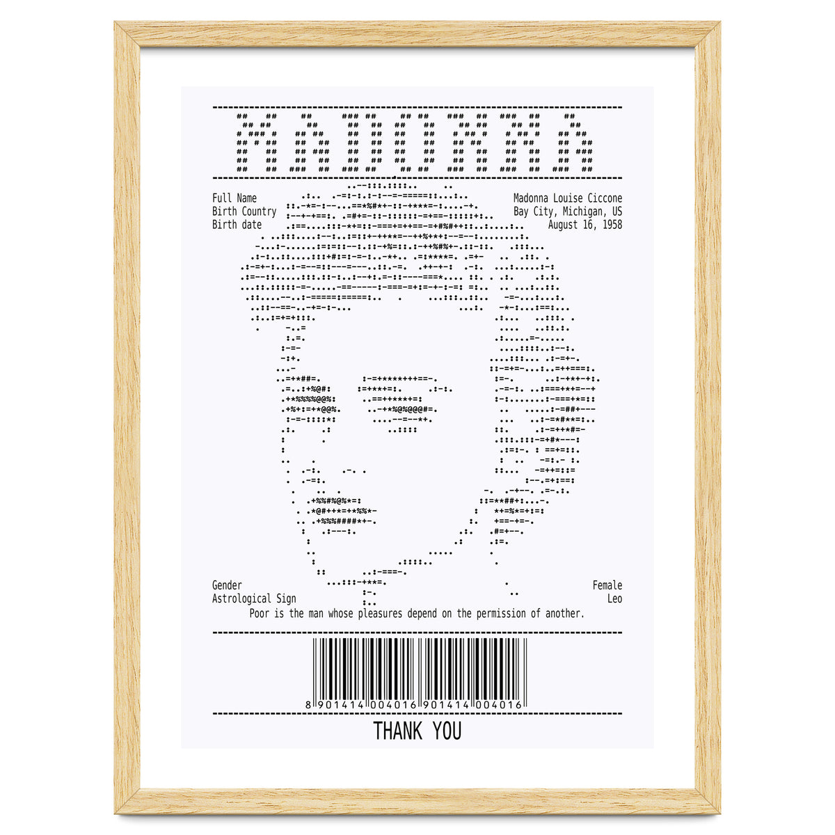 Receipt Art Madonna