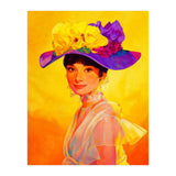 Audrey Hepburn Pop Art, Vibrant Floral Hat Portrait, Iconic Movie Star Illustration (Print Only) thumbnail
