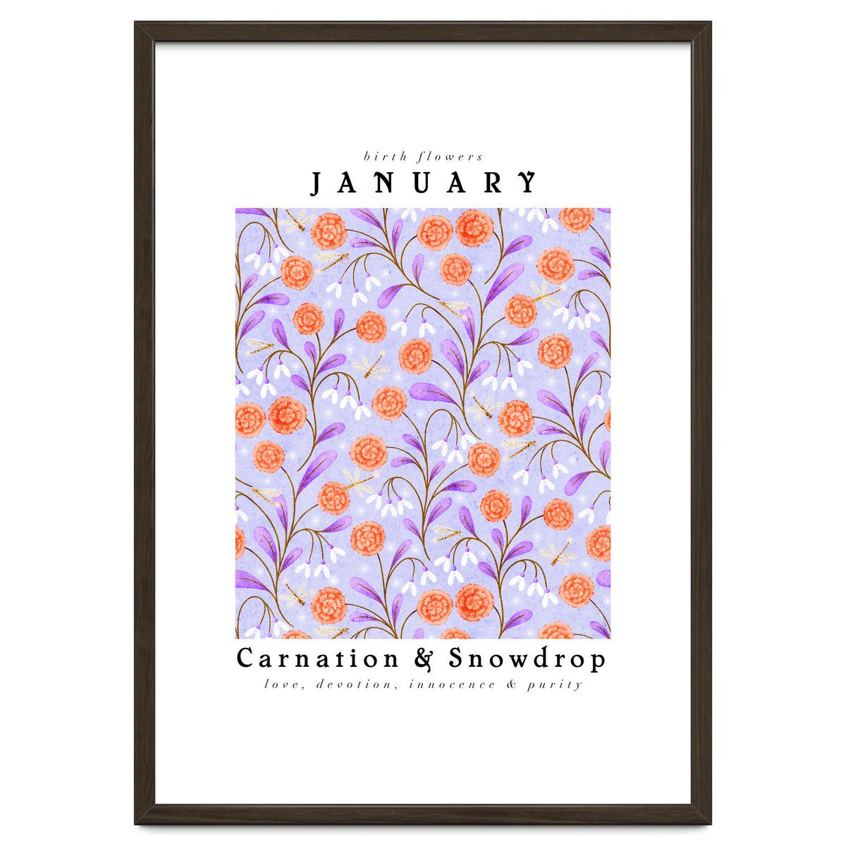 Carnation & Snowdrop January Birth Flower