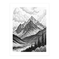 Majestic Alpine Mountain Range Sketch (Print Only)