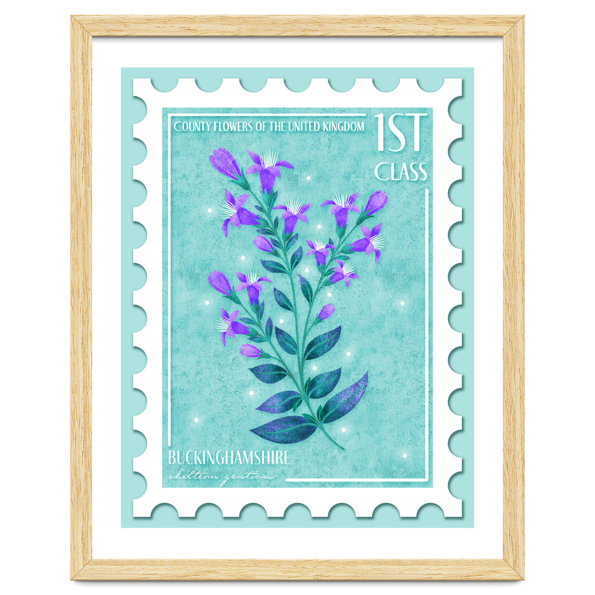 The Buckinghamshire Chiltern Gentian Postage Stamp