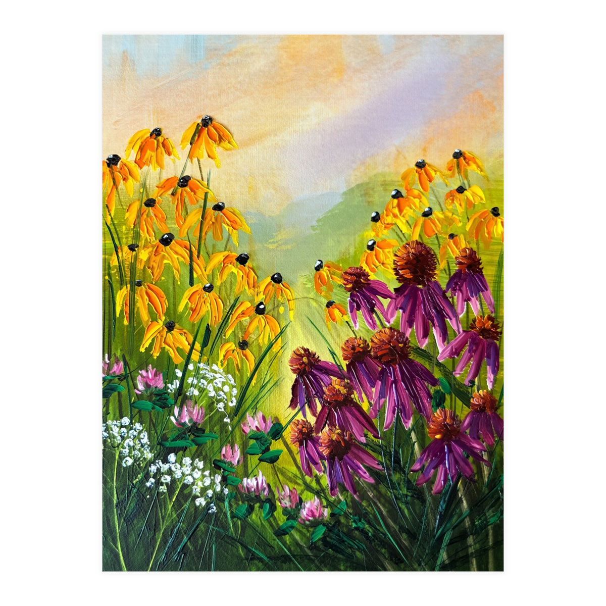 Impasto Wildflower Meadow Painting  (Print Only)