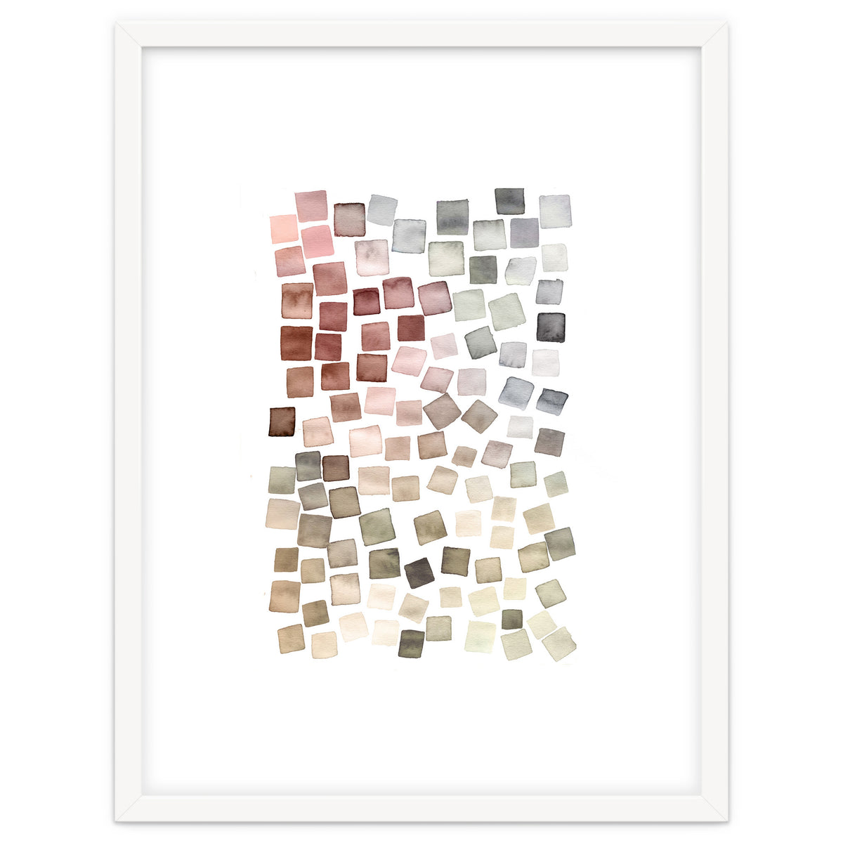 Watercolor Geometric Square Shapes Red