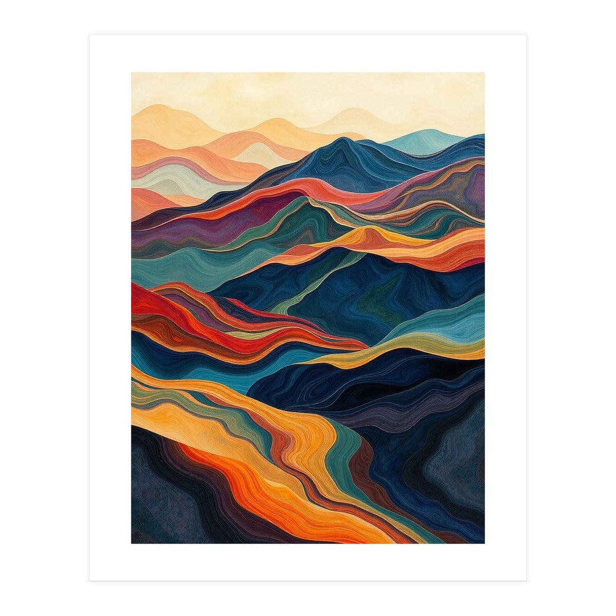 Abstract Mountain Landscape Art with Fluid Textures (Print Only)