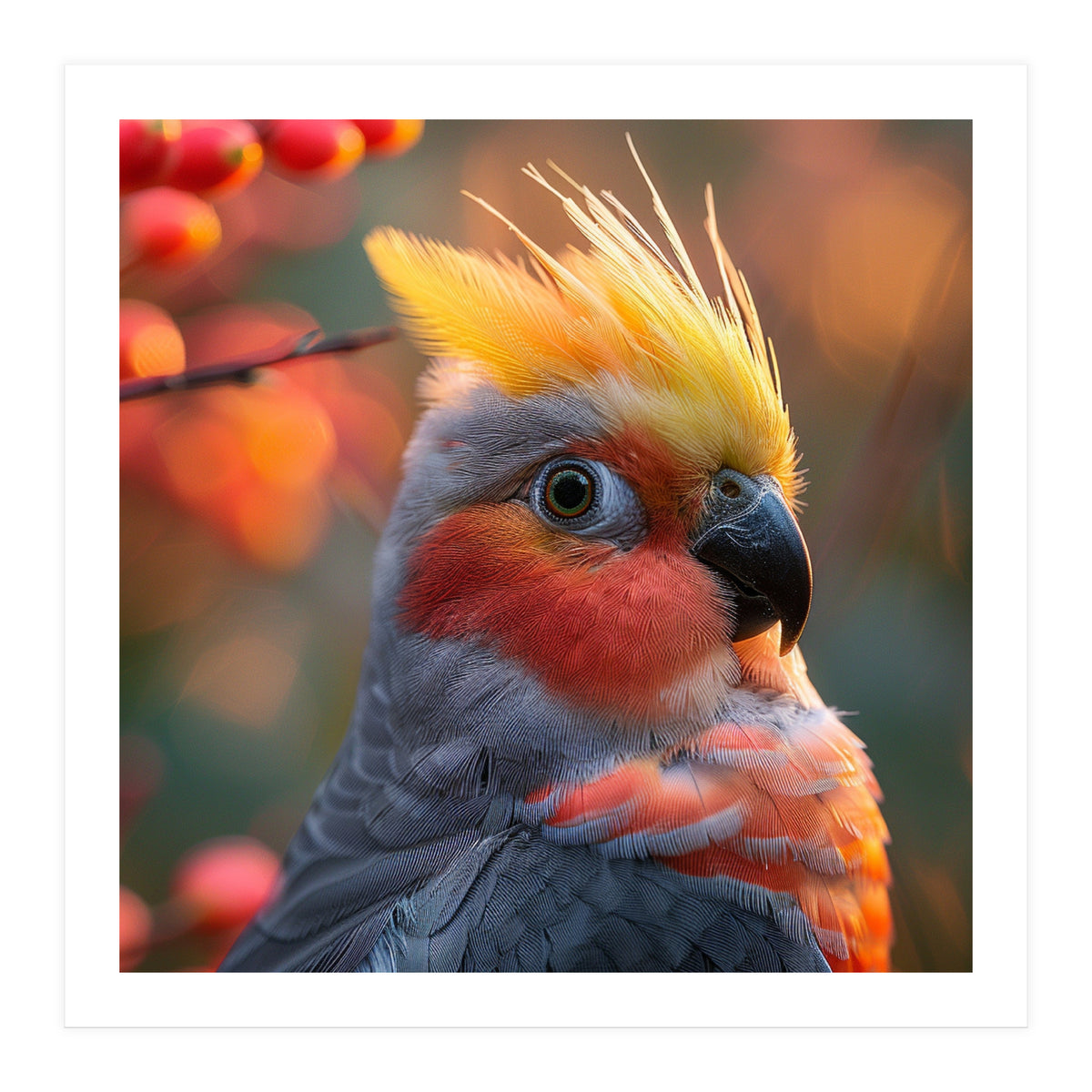 Close Up Portrait Of A Cockatiel Bird (Print Only)