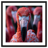 Close Up Of A Flamingo Bird Face, Pink Feathers thumbnail
