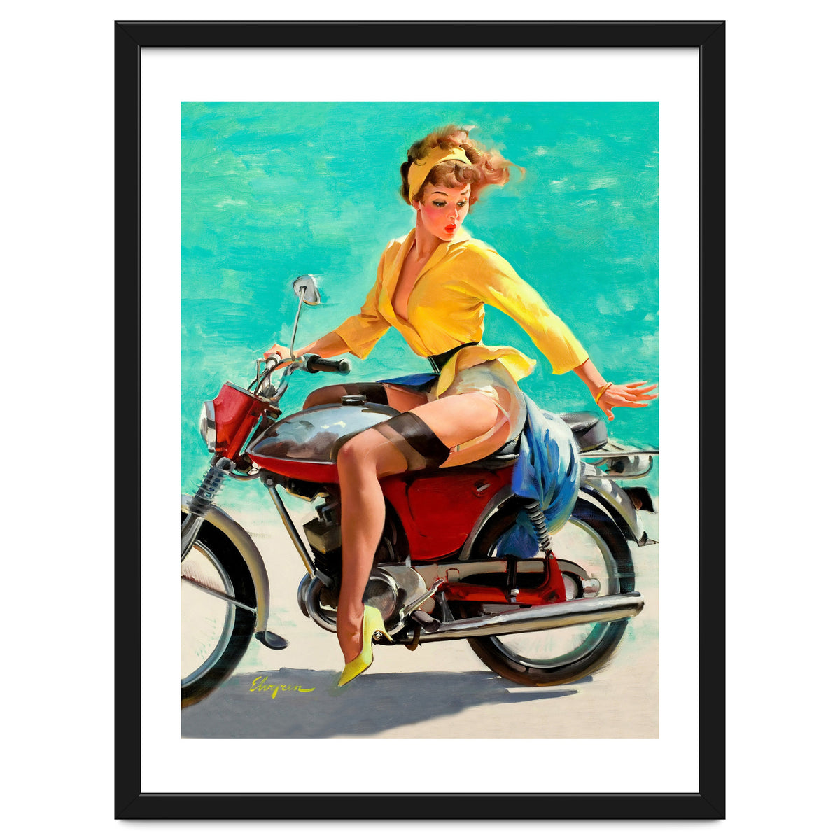 Pinup Sexy Motorcycle Girl
