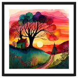 Watercolor Folk Art Sunset thumbnail