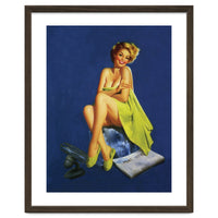 Sexy Pinup Posing With Green Towel