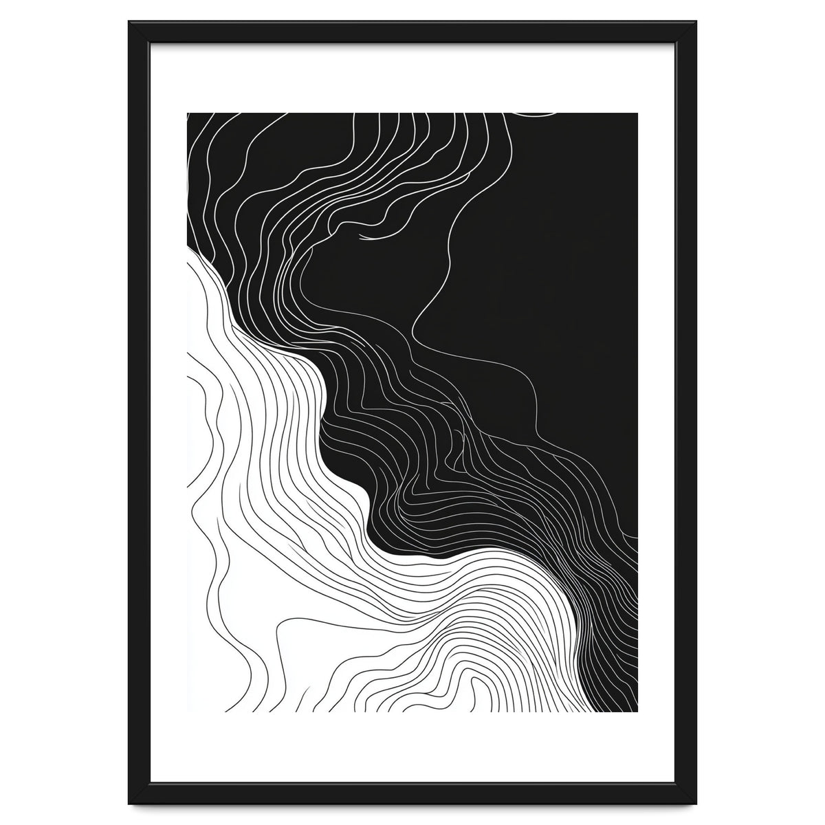 Abstract Black And White Wavy Lines Flowing
