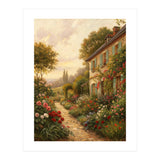 Idyllic Sunlit Cottage Garden Oil Painting (Print Only) thumbnail