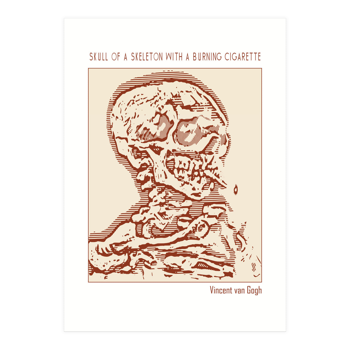 Skull Of A Skeleton With A Burning Cigarette (Print Only)