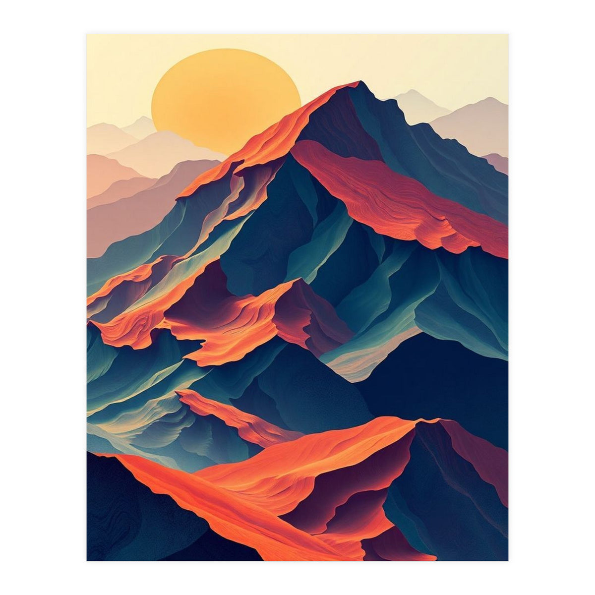 Dramatic Abstract Mountain Sunset Art (Print Only)