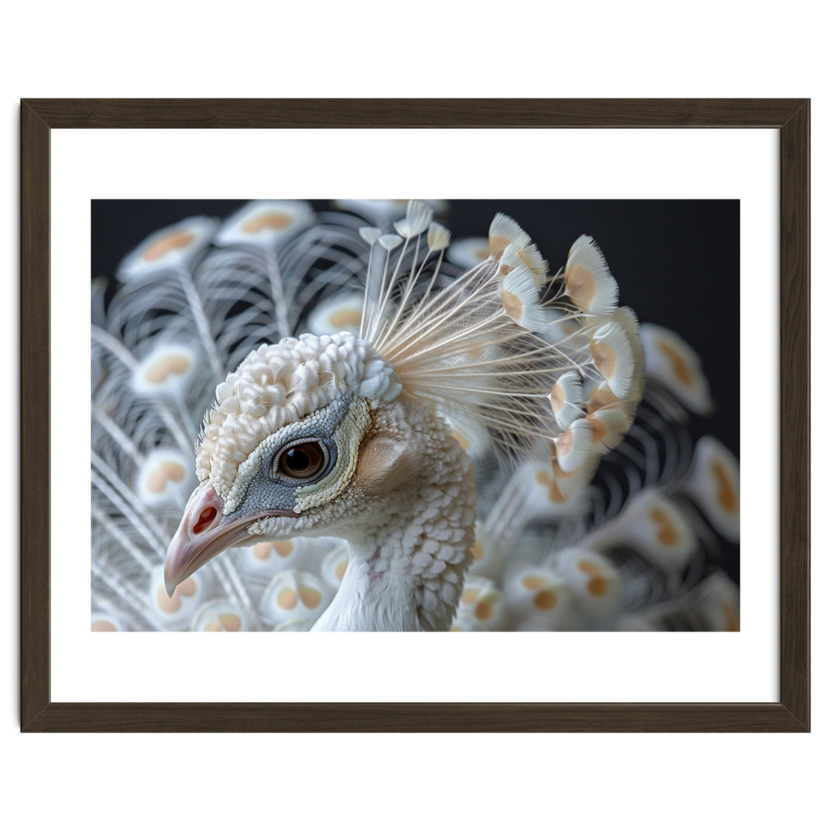Close Up Albino Peacock Bird Portrait