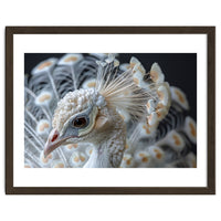 Close Up Albino Peacock Bird Portrait
