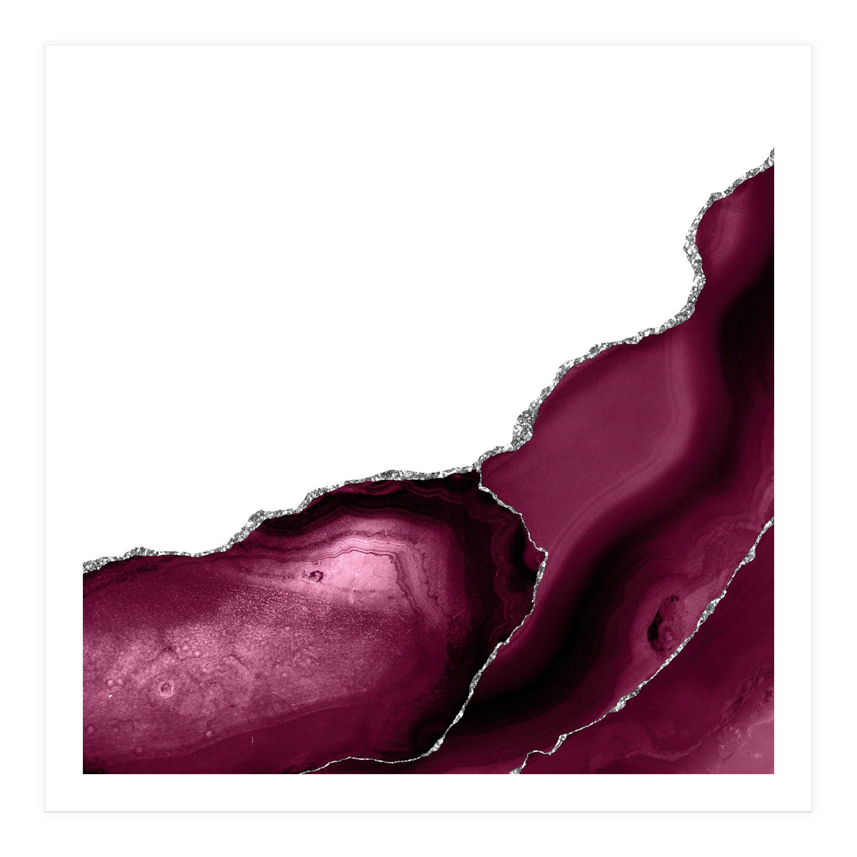 Burgundy & Silver Agate Texture 12  (Print Only)