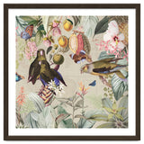 Colorful Parrots And Butterflies In Flower And Fruit Tropical Jungle thumbnail