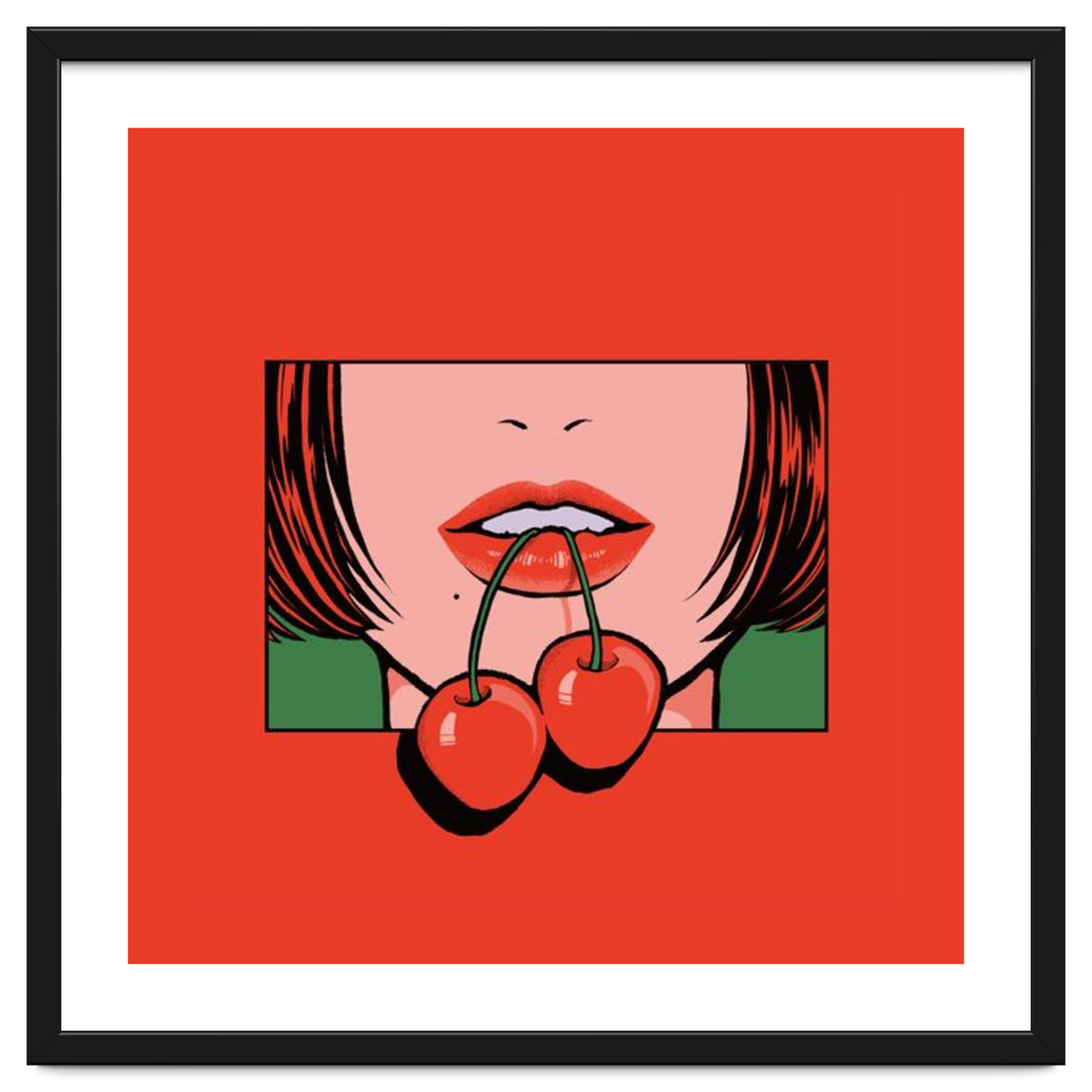 Pop Art Cherry Bold Lips With A Classic Design