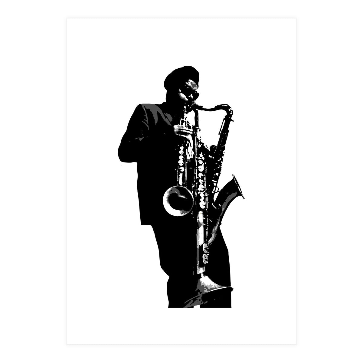 Rahsaan Roland Kirk Jazz Music Legend in Grayscale (Print Only)