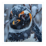Penguin In Snow Falling Close Up Portrait (Print Only) thumbnail