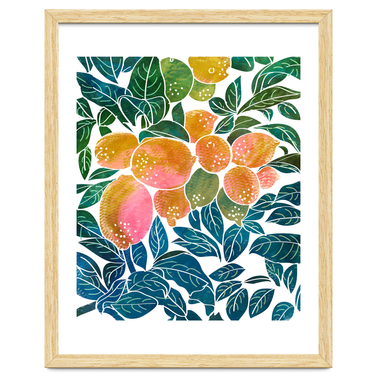 Lemons | Watercolor Modern Boho Botanical Painting | Pastel Summer Jungle Garden Juicy Fresh