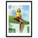 Pinup Sexy Girl Setting Up The Antenna On The Roof thumbnail