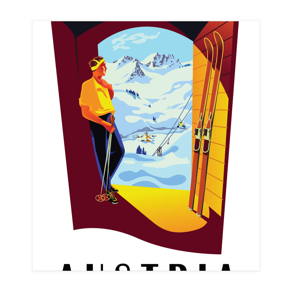 Austria Ski Track At The Door (Print Only)