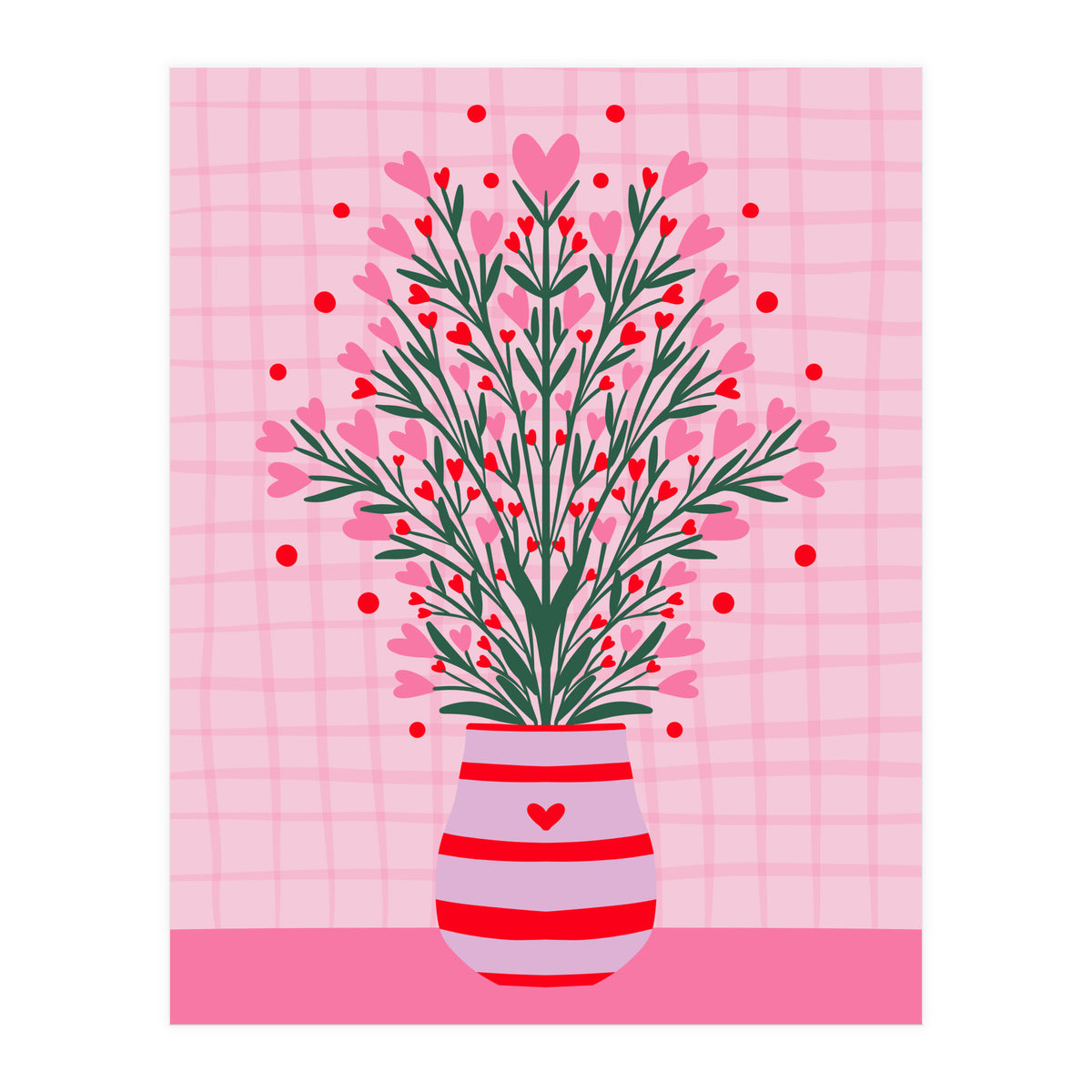 Heart Flowers Vase (Print Only)