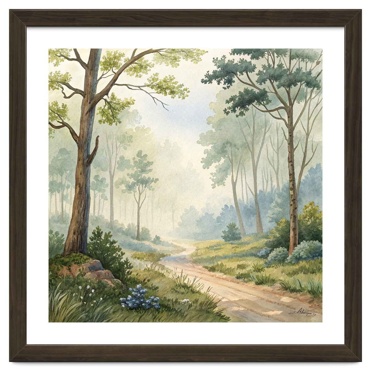 Atmospheric Forest Watercolor Painting
