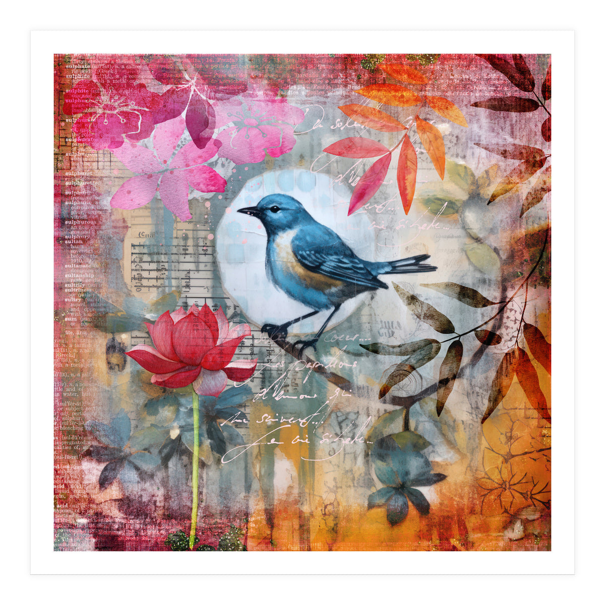 Bird Colorful Collage  (Print Only)
